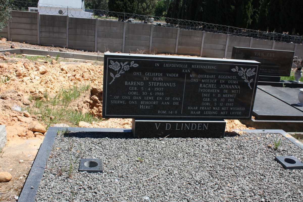 LINDEN Barend Stephanus, v.d. 1907-1988 & Rachel Johanna voorheen DE WET nee v.d. MERWE 1911-1985