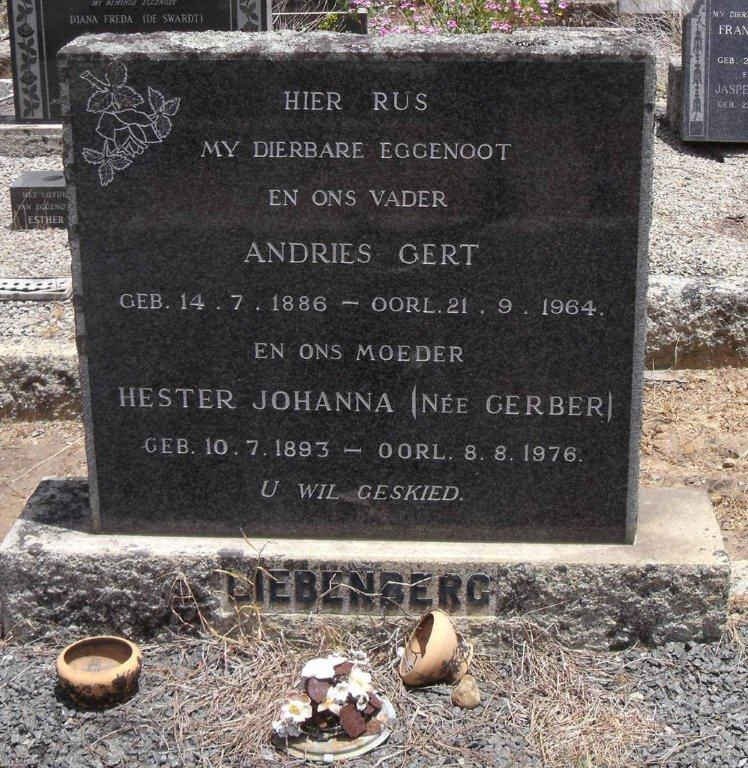 LIEBENBERG Andries Gert 1886-1964 & Hester Johanna GERBER 1893-1976