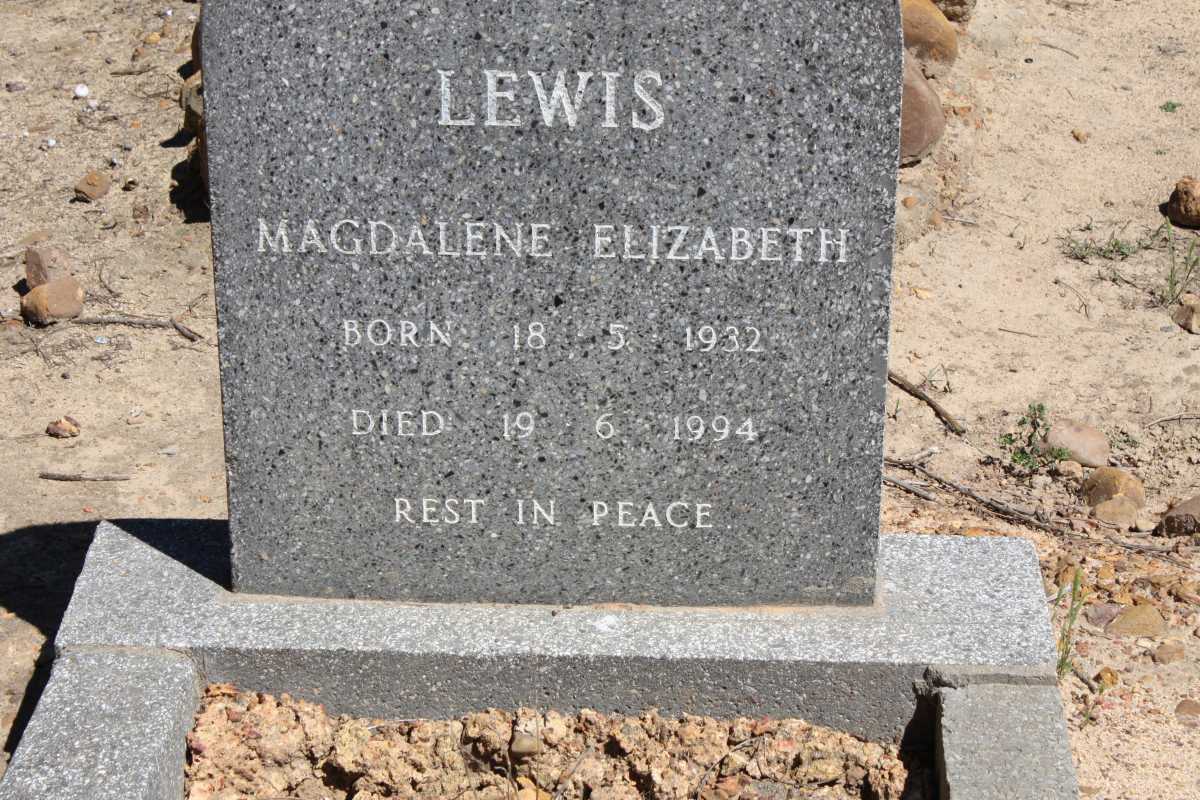 LEWIS Magdalene Elizabeth 1932-1994