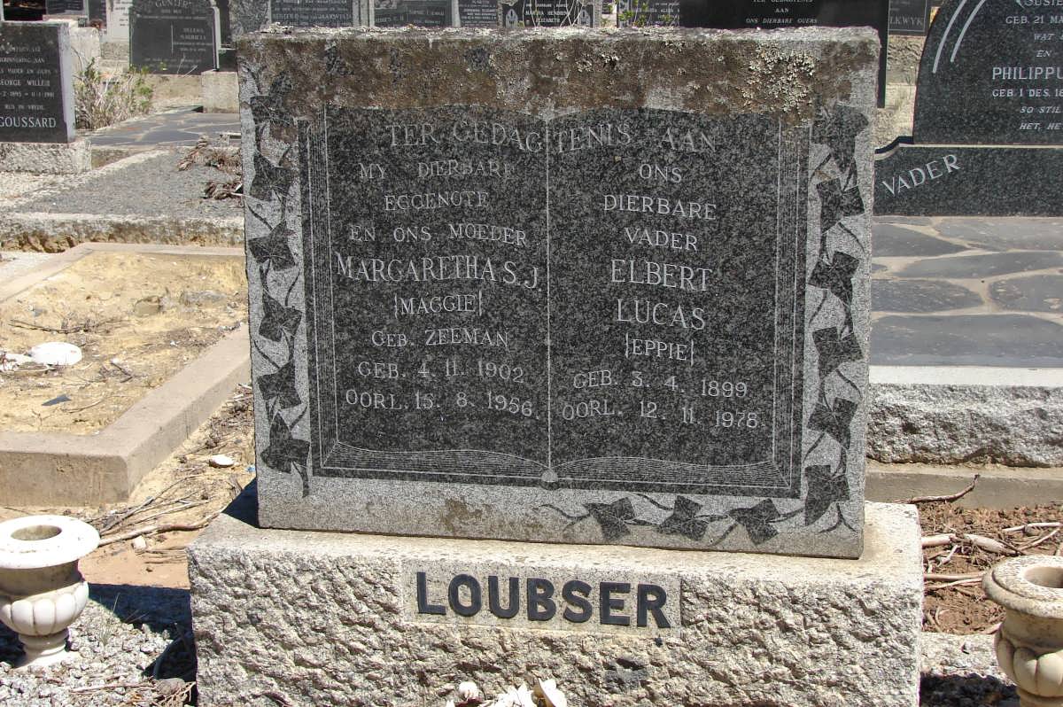 LOUBSER Elbert Lucas 1899-1978 & Margaretha S.J. ZEEMAN 1902-1956