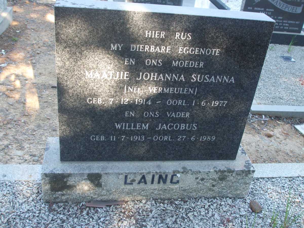 LAING Willem Jacobus 1913-1989 & Maatjie Johanna Susanna VERMEULEN 1914-1977