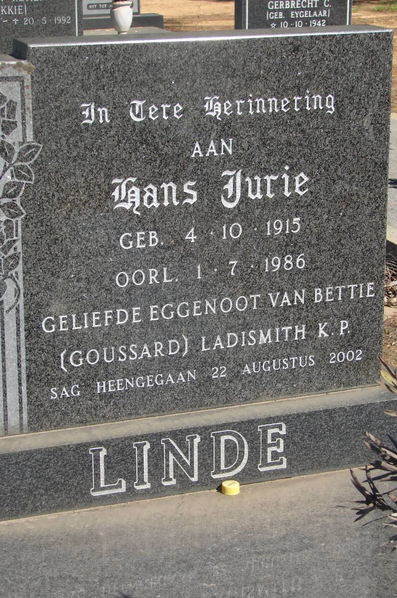 LINDE Hans Jurie 1915-1986 & Bettie GOUSSARD -2002