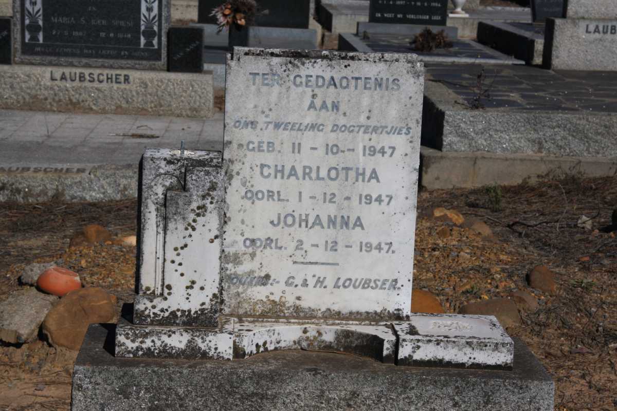 LOUBSER Charlotha 1947-1947 :: LOUBSER Johanna 1947-1947