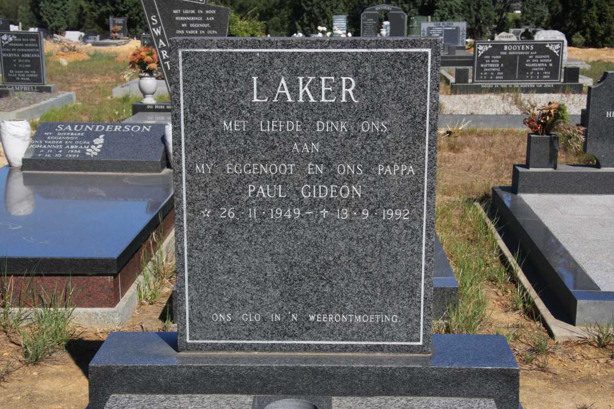 LAKER Paul Gideon 1949-1992