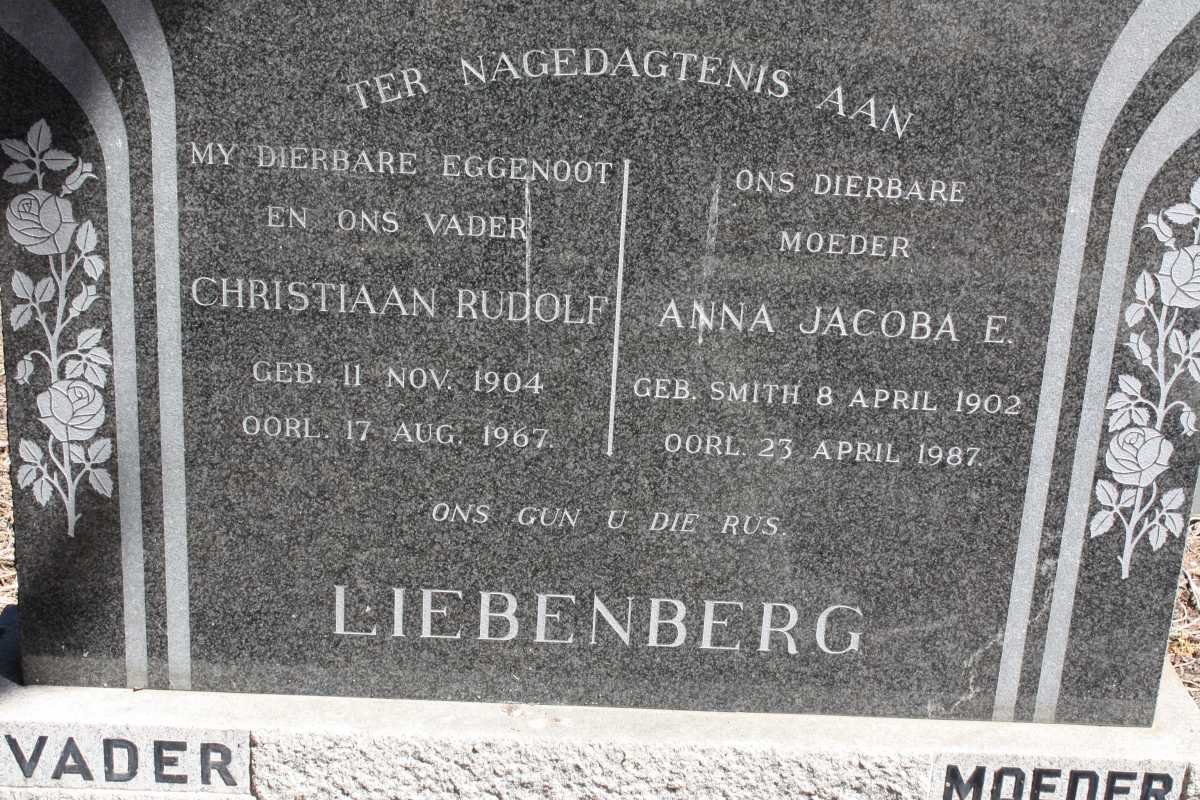 LIEBENBERG Christiaan Rudolf 1904-1967 & Anna Jacoba E. SMITH 1902-1987