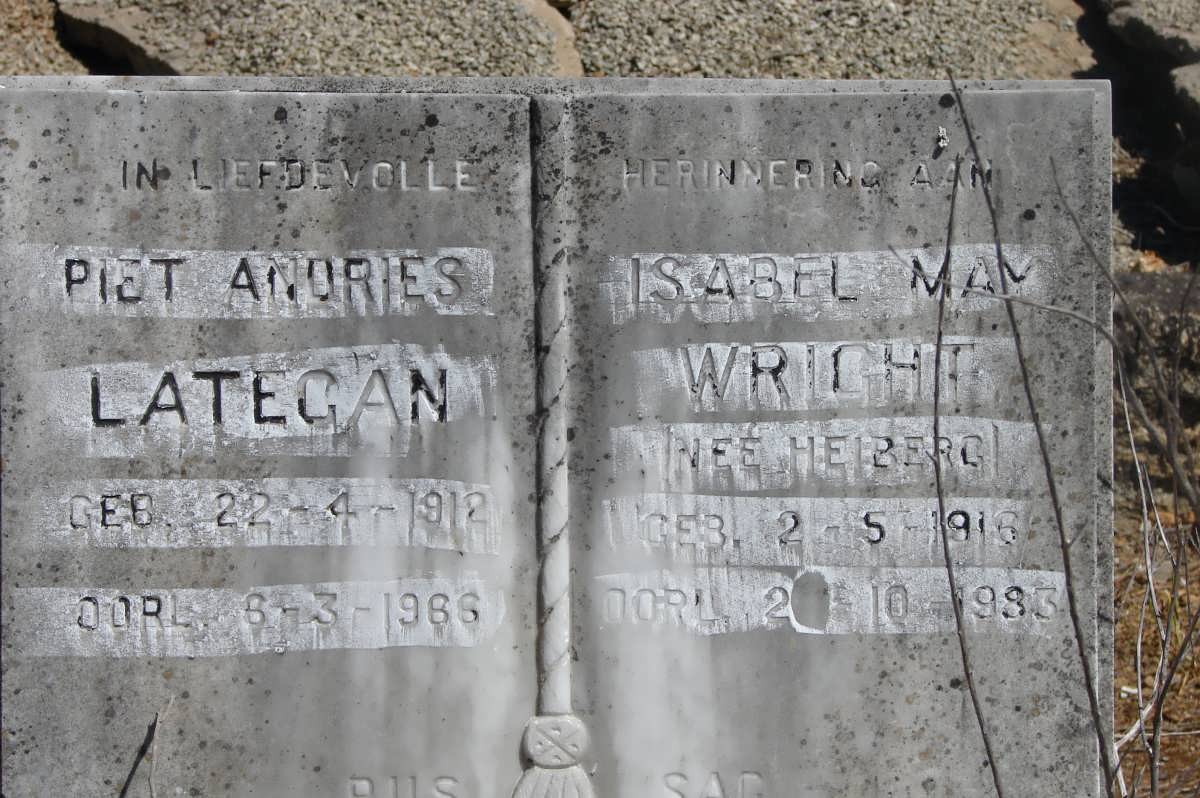 LATEGAN Piet Andries 1912-1966 & Isabel May WRIGHT nee HEIBERG 1916-1983