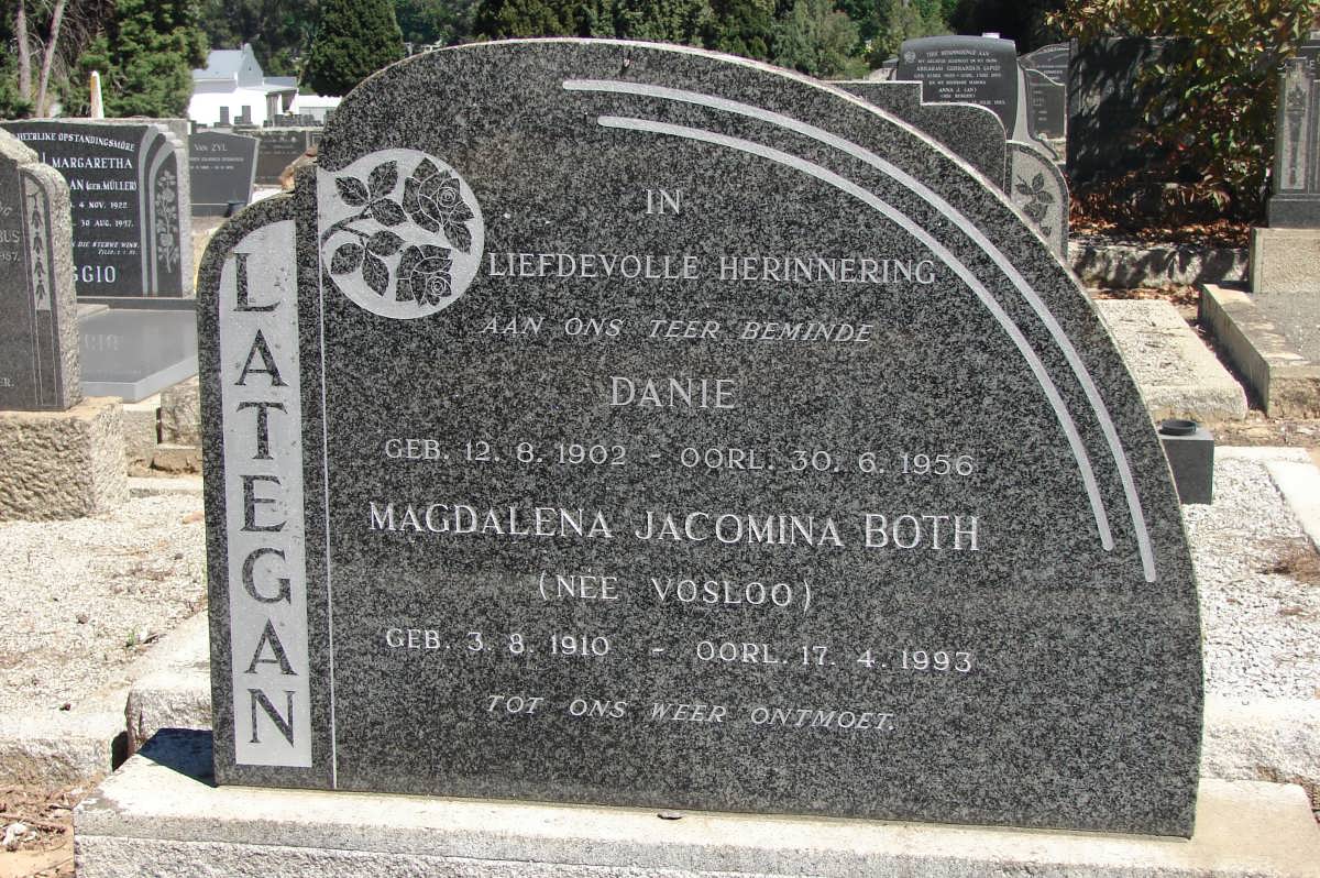 LATEGAN Danie 1902-1956 & Magdalena Jacomina BOTH nee VOSLOO 1910-1993