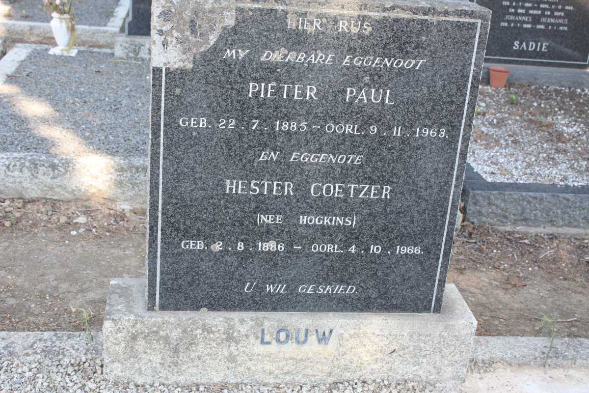 LOUW Pieter Paul 1885-1963 & Hester COETZER nee HOGKINS 1886-1966