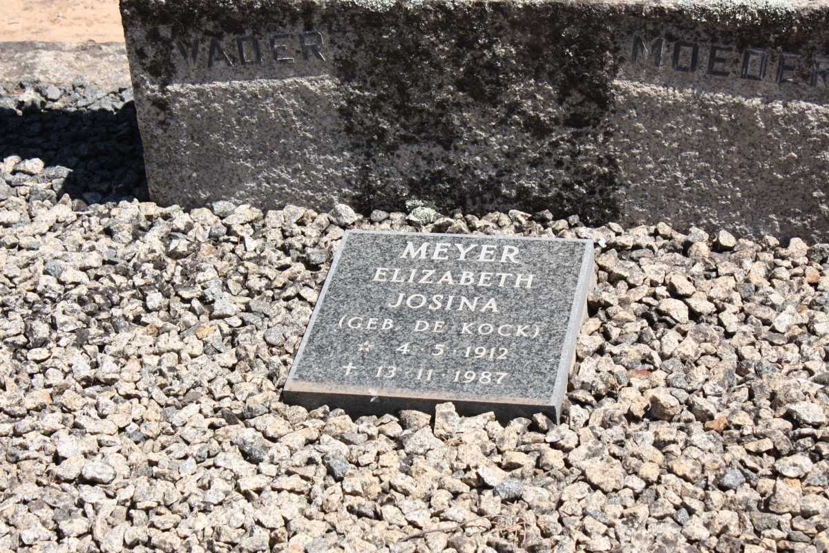 MEYER Elizabeth Josina nee DE KOCK 1912-1987