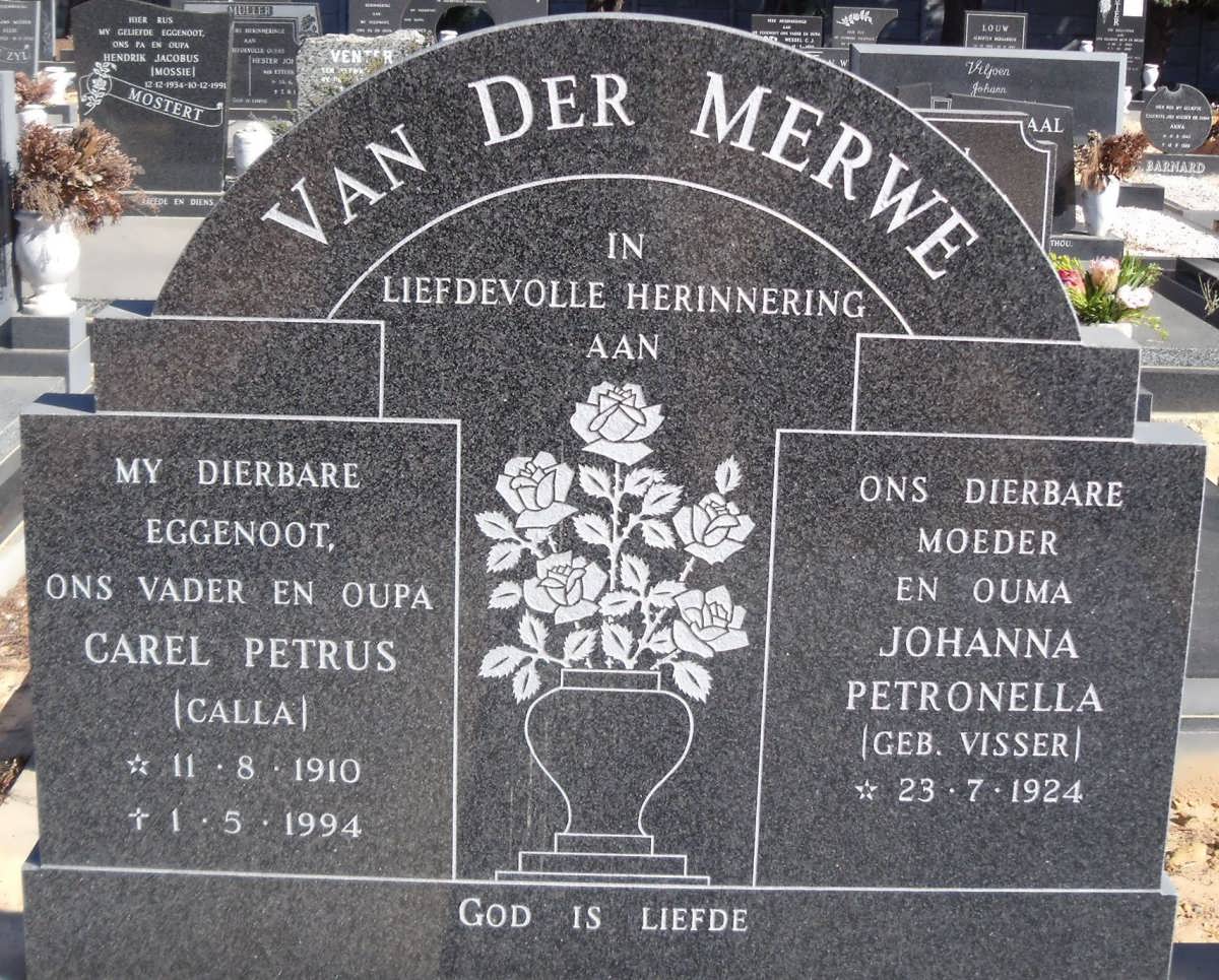 MERWE Carel Petrus, van der 1910-1994 & Johanna Petronella VISSER 1924-