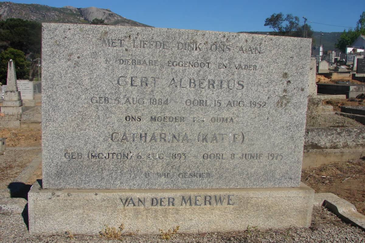 MERWE Gert Albertus, van der 1884-1952 & Catharina MOUTON 1993-1975