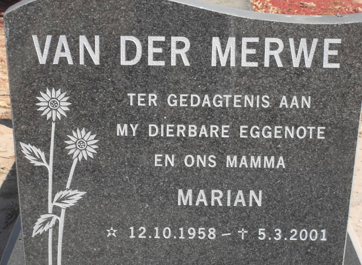 MERWE Marian, van der 1958-2001