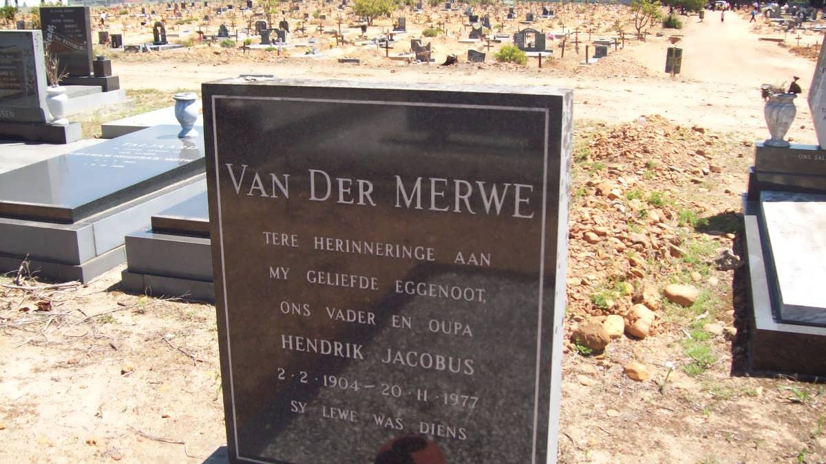 MERWE Hendrik Jacobus, van der 1904-1977