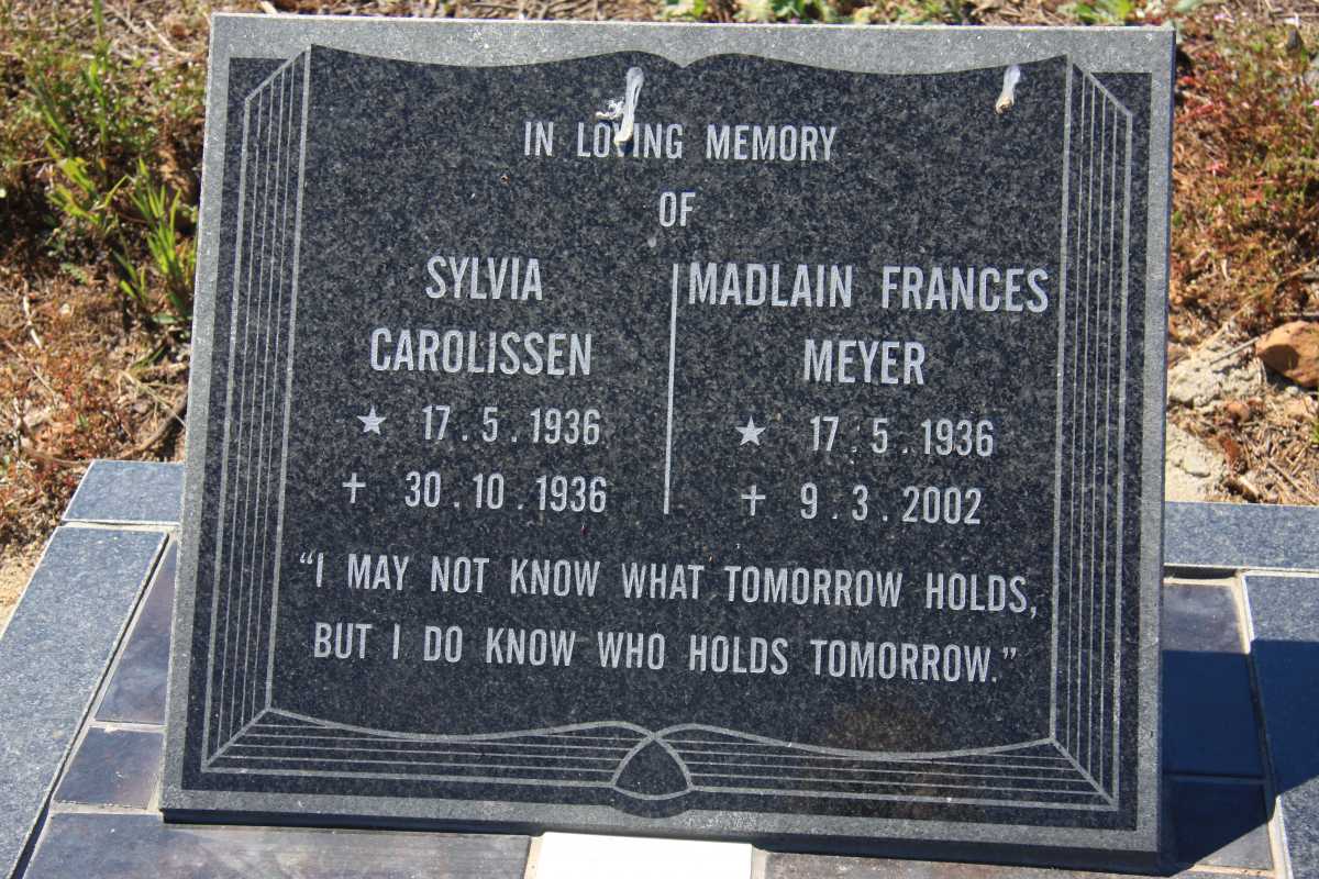 MEYER Madlain Frances 1936-2002 :: CAROLISSEN Sylvia 1936-1936 