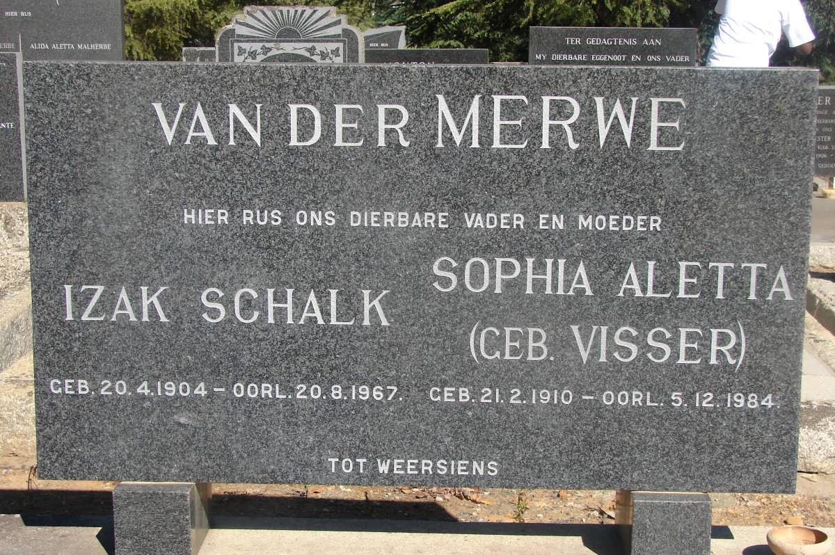 MERWE Izak Schalk, van der 1904-1967 & Sophia Aletta VISSER 1910-1984