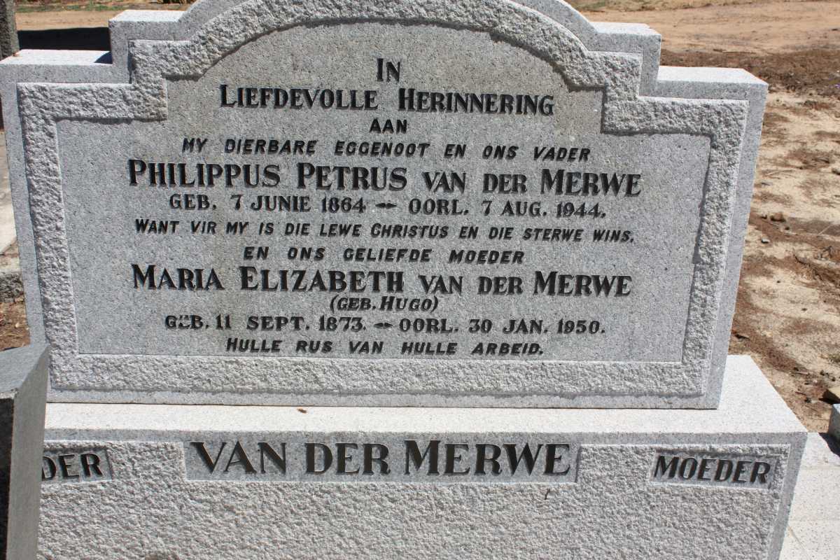 MERWE Philippus Petrus, van der 1864-1944 & Maria Elizabeth HUGO 1873-1950 :: HICKMAN Maria Elizabeth 1909-1993 :: EASTON Gerrieda 1947-1948 _2