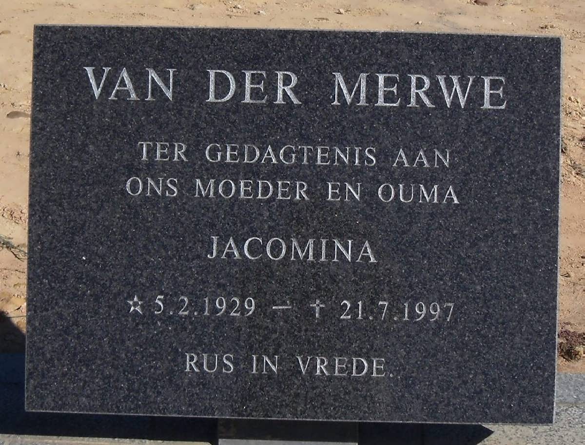 MERWE Jacomina, van der 1929-1997