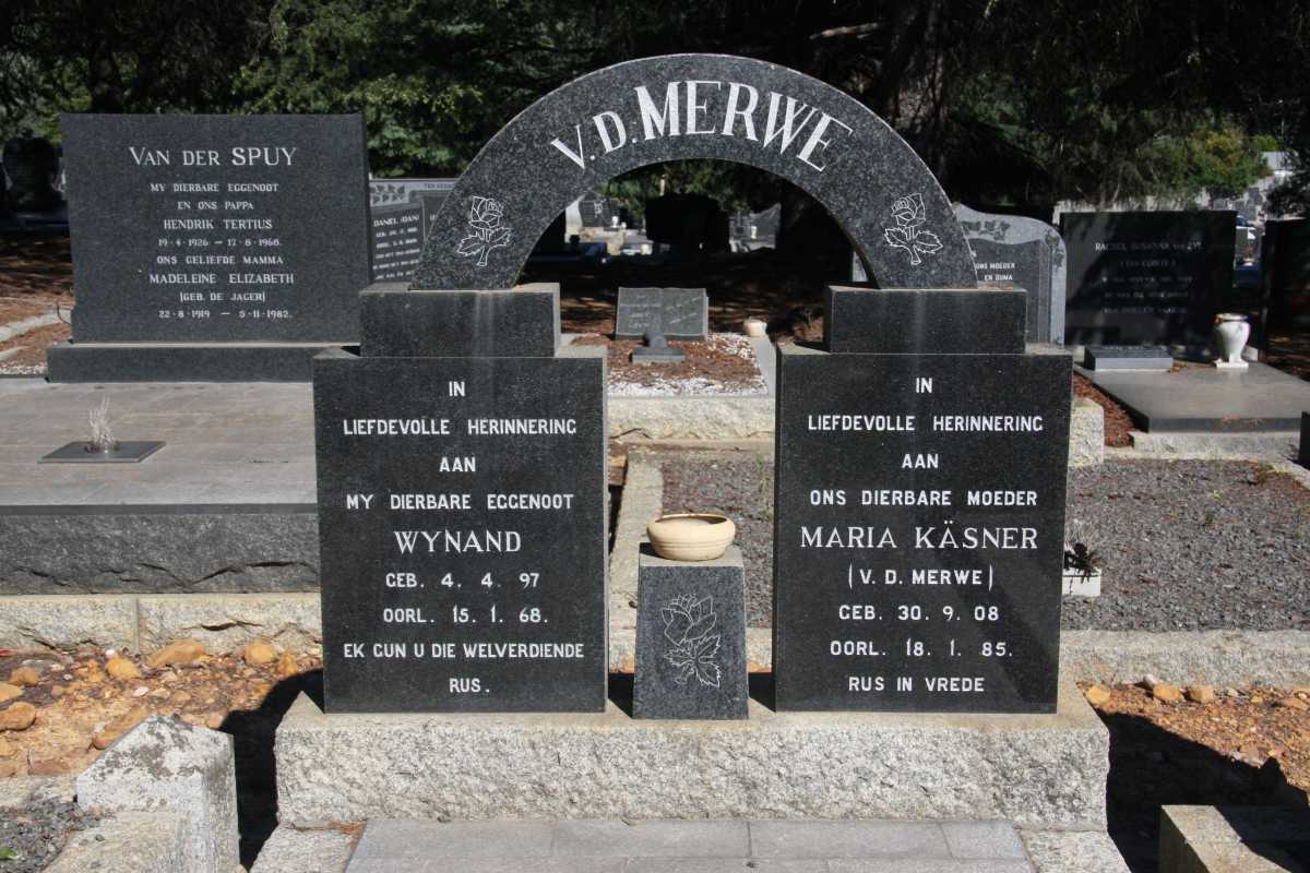 MERWE Wynand, V.D. 1897-1968 & Maria KASNER voorheen V.D. MERWE 1908-1985