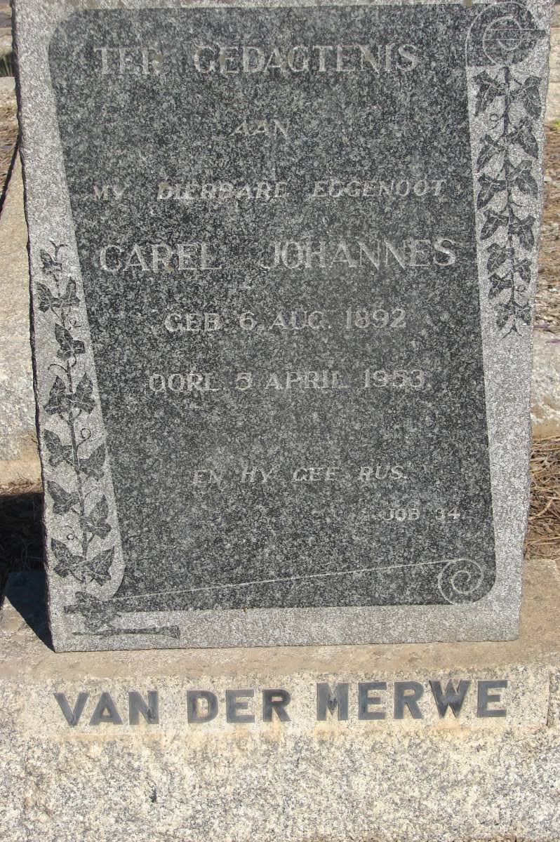MERWE Carl Johannes, van der 1892-1953