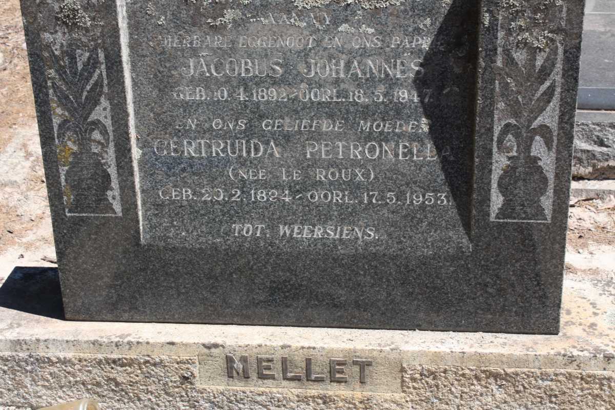 MELLET Jacobus Johannes 1892-1947 & Gertruida Petronella LE ROUX 1894-1953