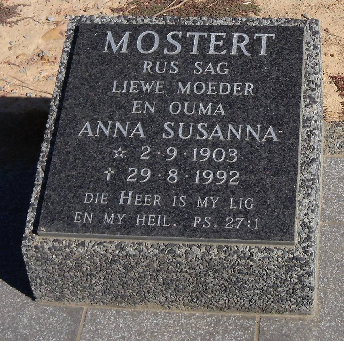 MOSTERT Anna Susanna 1903-1992