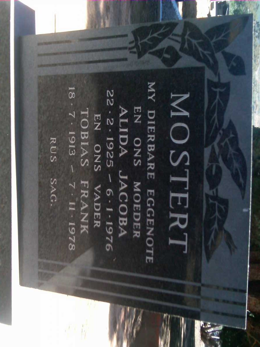 MOSTERT Tobias Frank 1913-1978 & Alida Jacoba 1925-1976