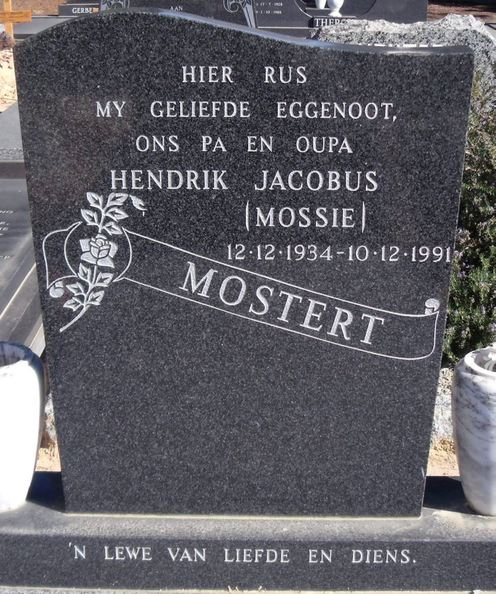 MOSTERT Hendrik Jacobus 1934-1991
