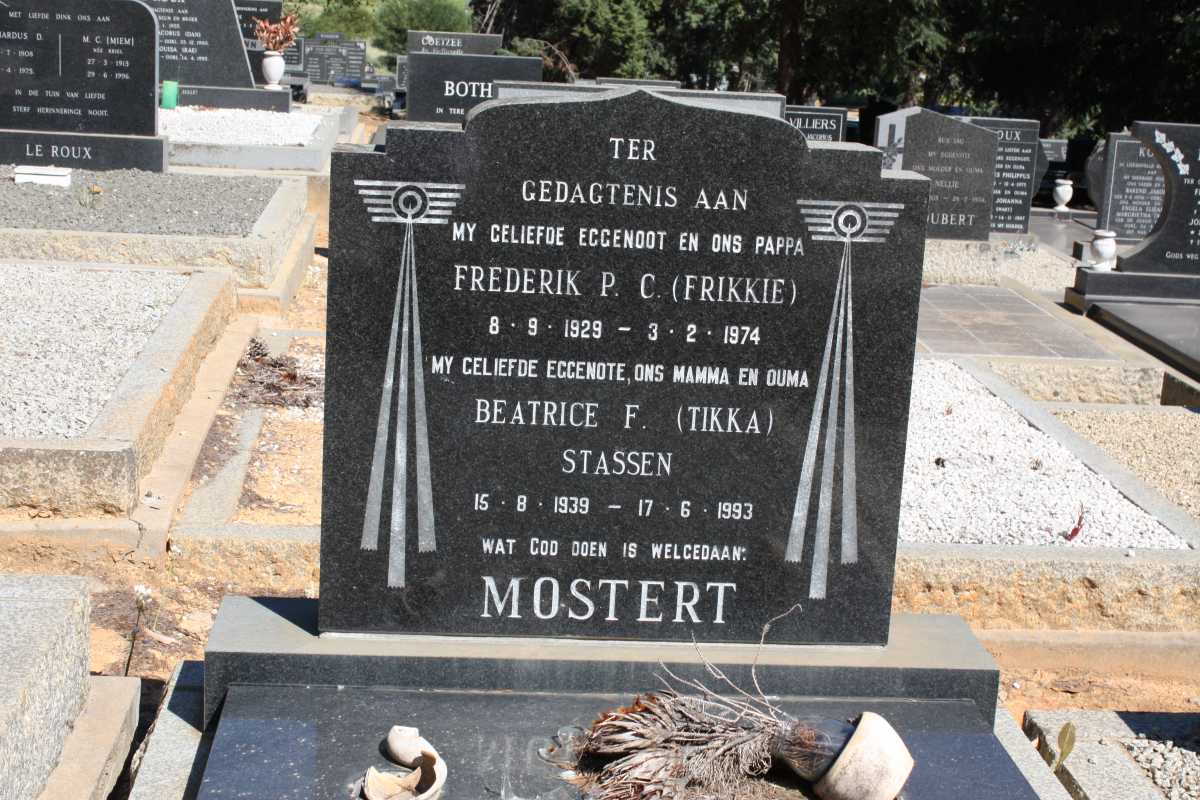 MOSTERT Frederik P.C. 1929-1974 & Beatrice F. STASSEN 1939-1993