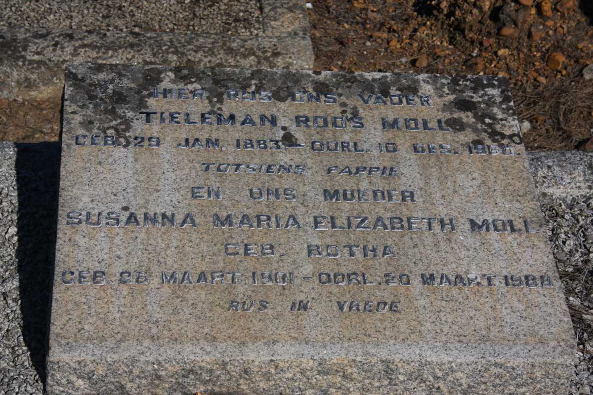 MOLL Tieleman Roos 1883-1960 & Susanna Maria Elizabeth BOTHA 1901-1988