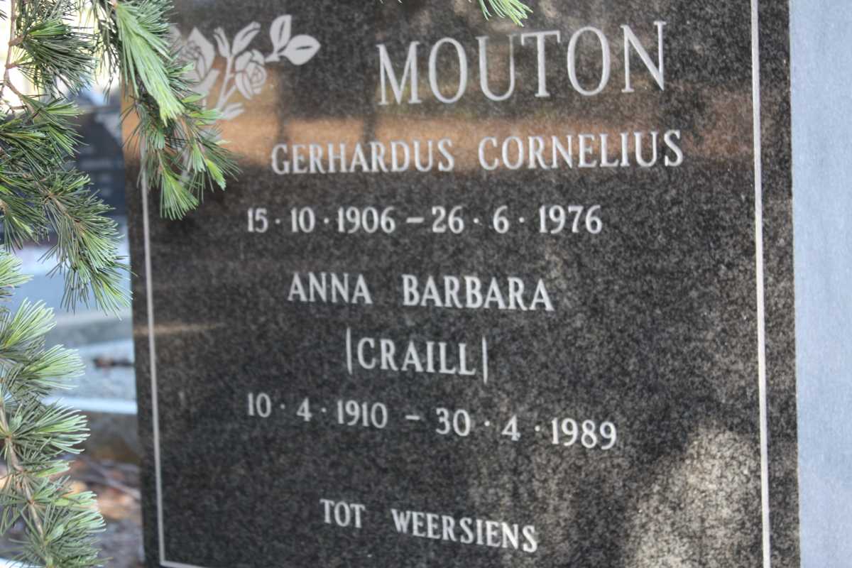 MOUTON Gerhardus Cornelius 1906-1976 & Anna Barbara CRAILL 1910-1989