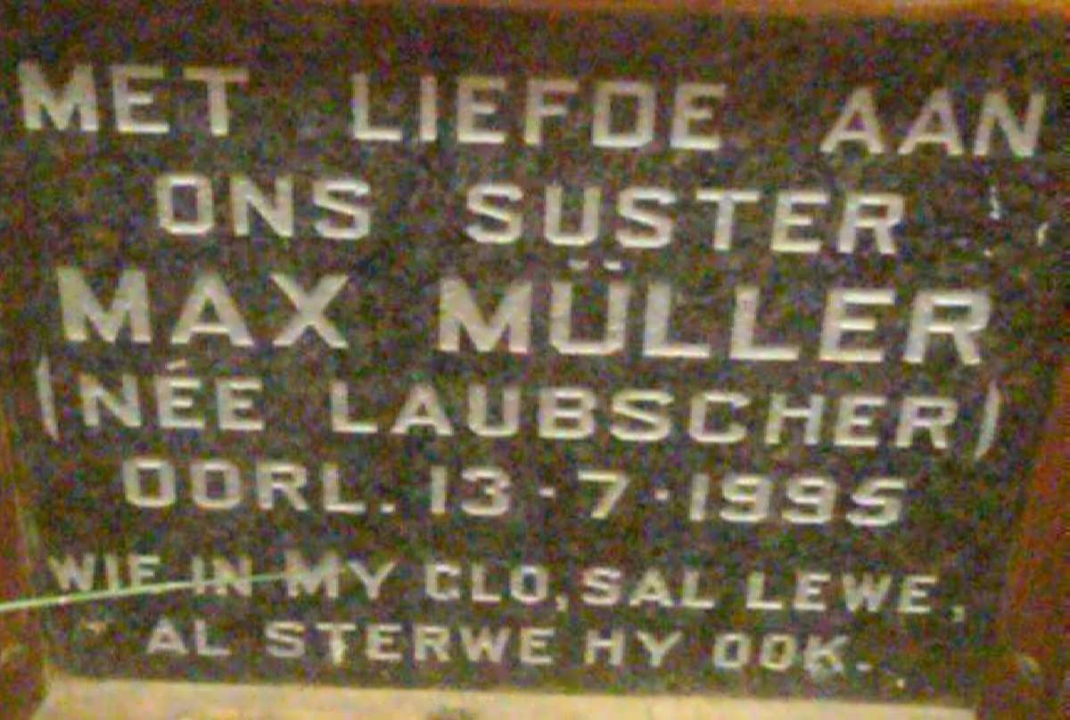 MULLER Max nee LAUBSCHER -1995