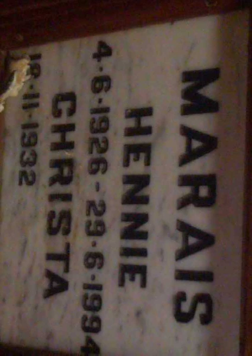 MARAIS Hennie 1926-1994 & Christa 1932-