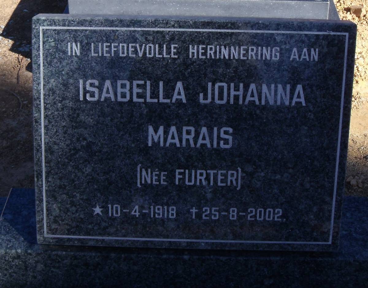 MARAIS Isabella Johanna nee FURTER 1918-2002