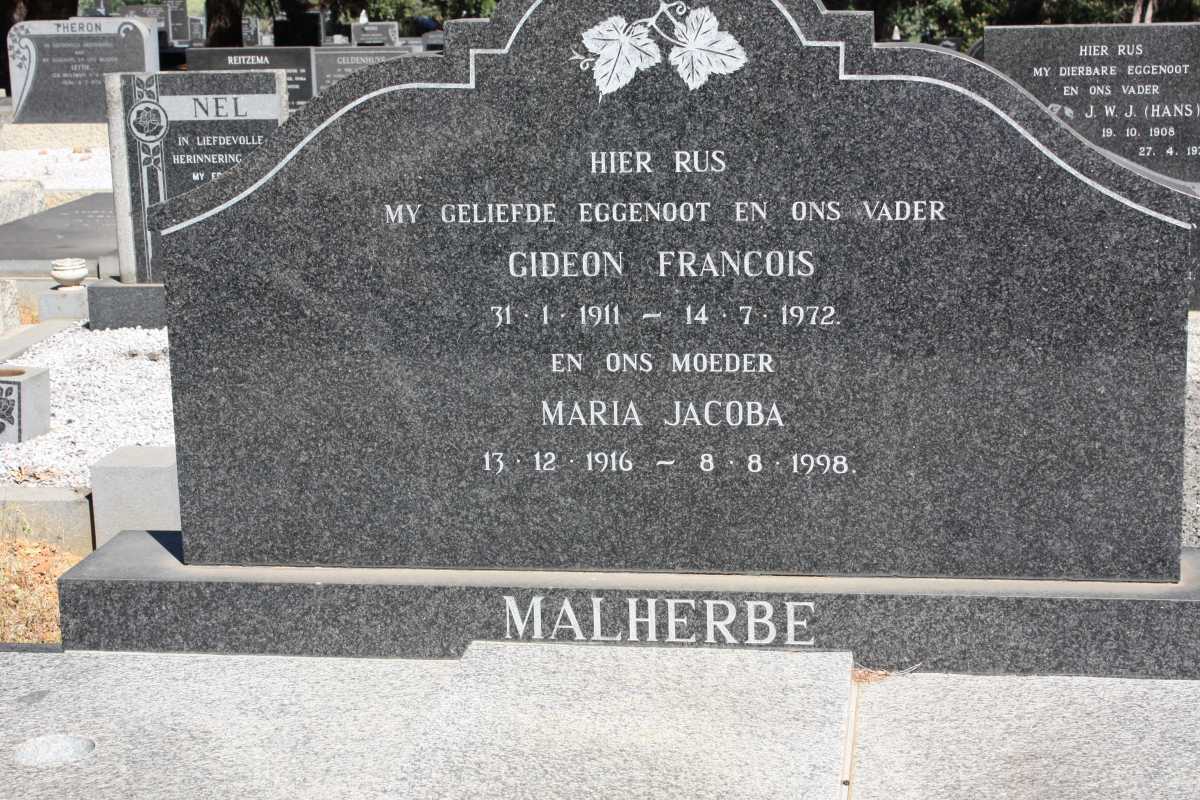 MALHERBE Gideon Francois 1911-1972 & Maria Jacoba 1916-1998