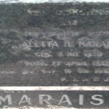 MARAIS Aletta M. 1870-1952