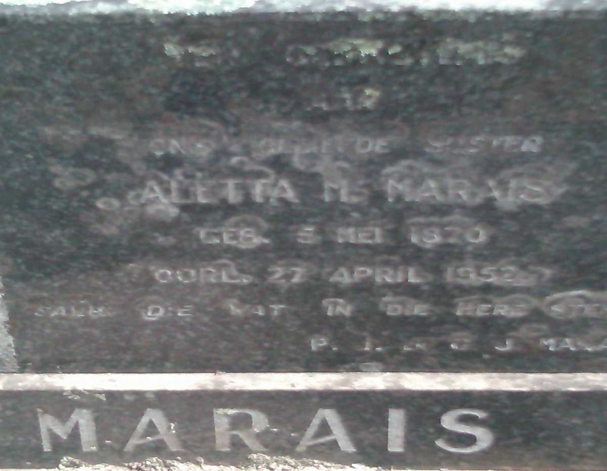 MARAIS Aletta M. 1870-1952