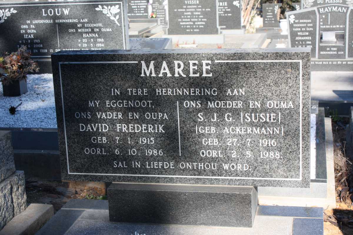 MAREE David Frederik 1915-1986 & S.J.G. ACKERMANN 1916-1988