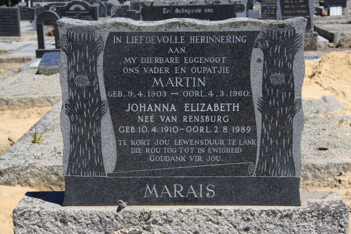 MARAIS Martin 1903-1960 & Johanna Elizabeth VAN RENSBURG 1910-1989