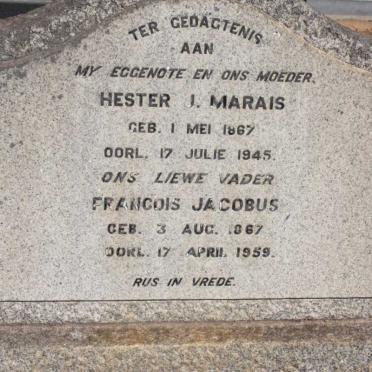 MARAIS Francois Jacobus 1867-1959 & Hester J. 1867-1945