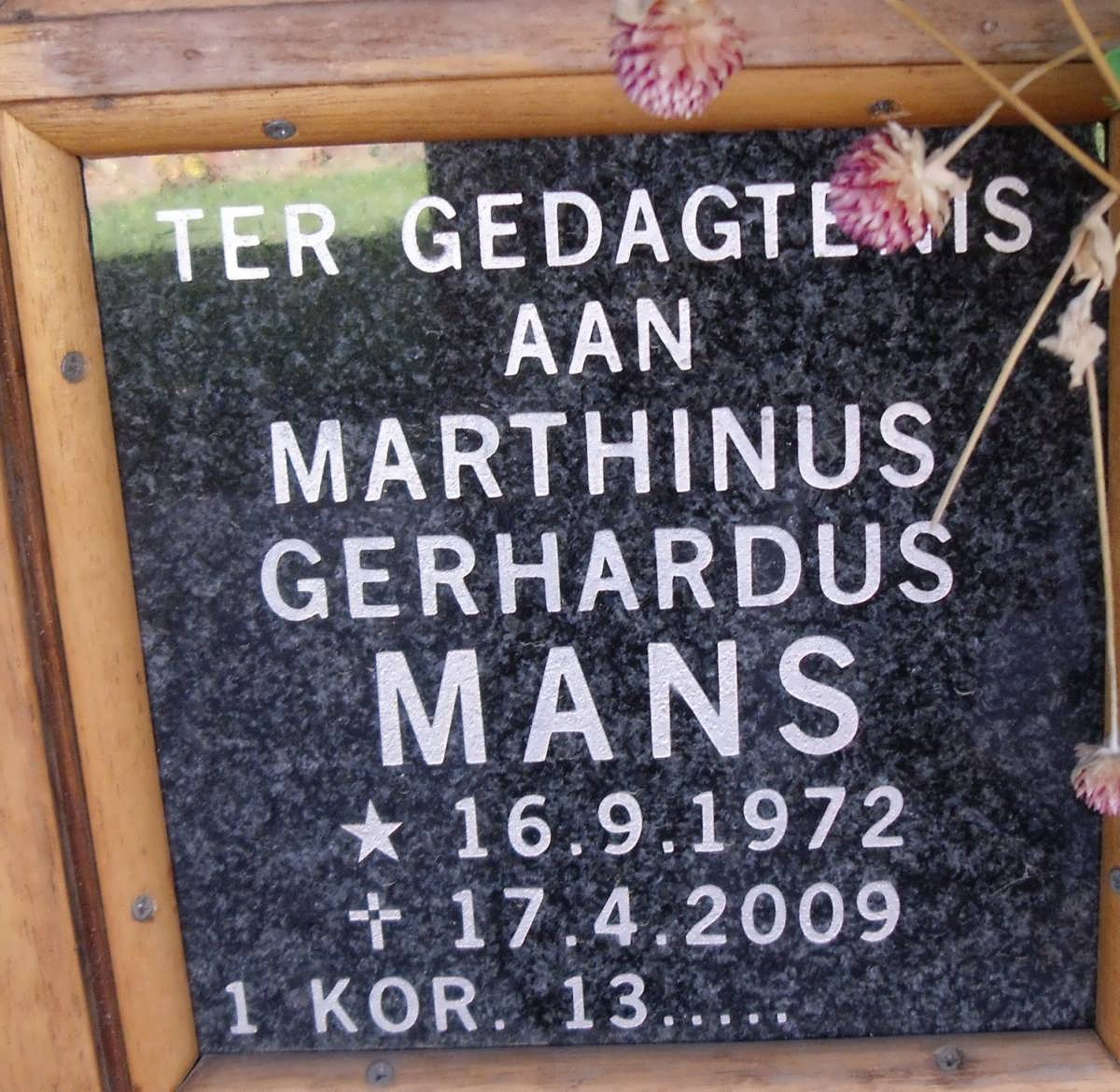 MANS Marthinus Gerhardus 1972-2009