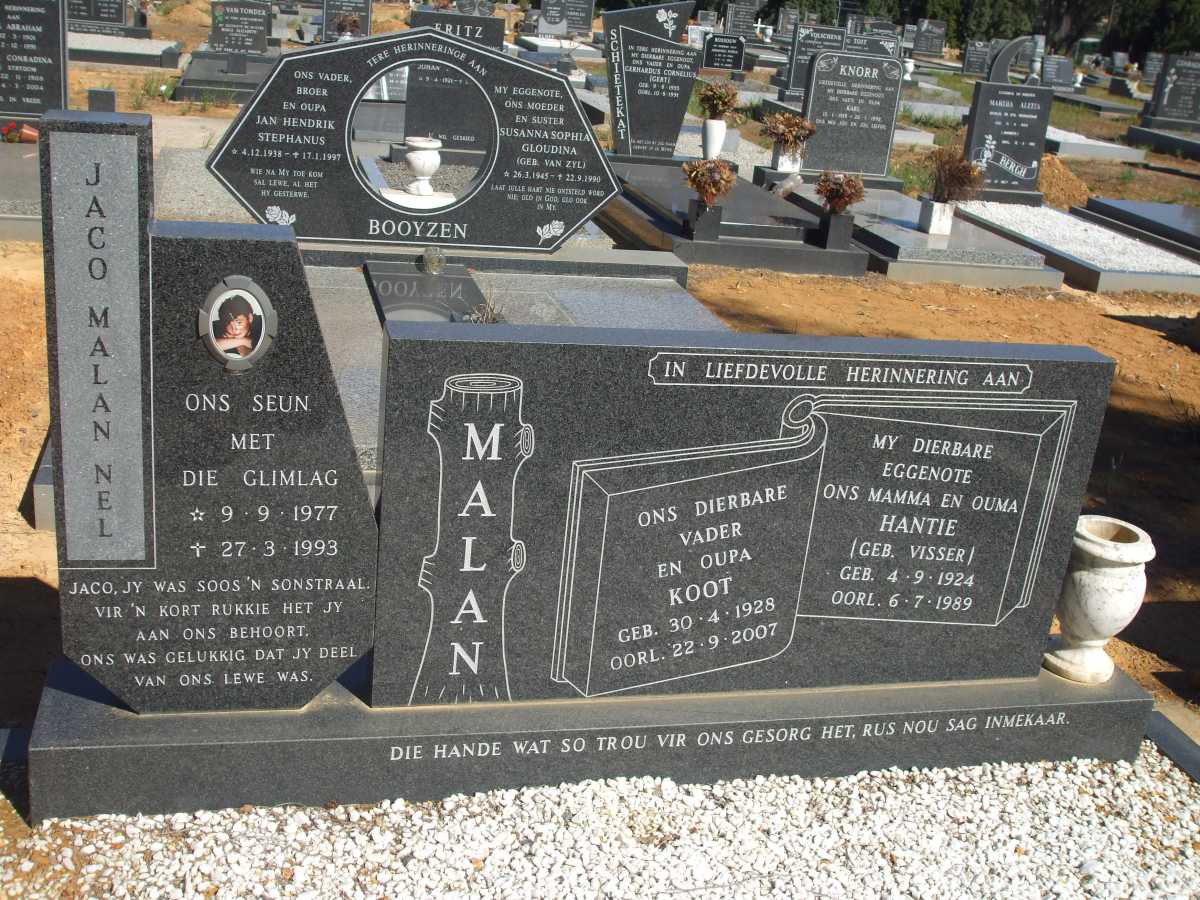 MALAN Koot 1928-2007 & Hantie VISSER 1924-1989 :: NEL Jaco Malan 1977-1993