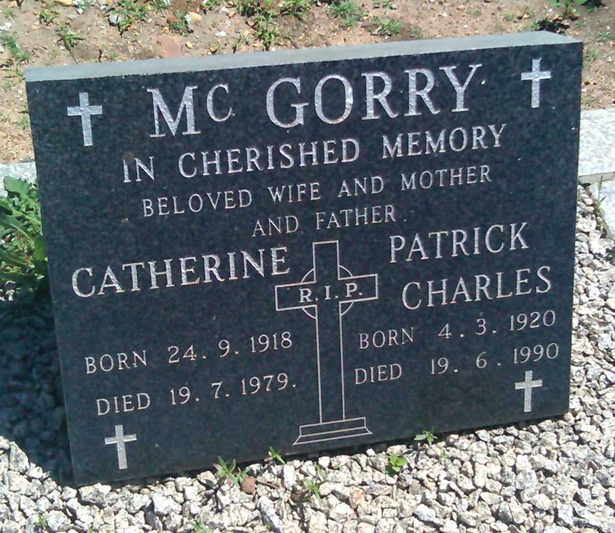 MCGORRY Patrick Charles 1920-1990 & Catherine 1918-1979