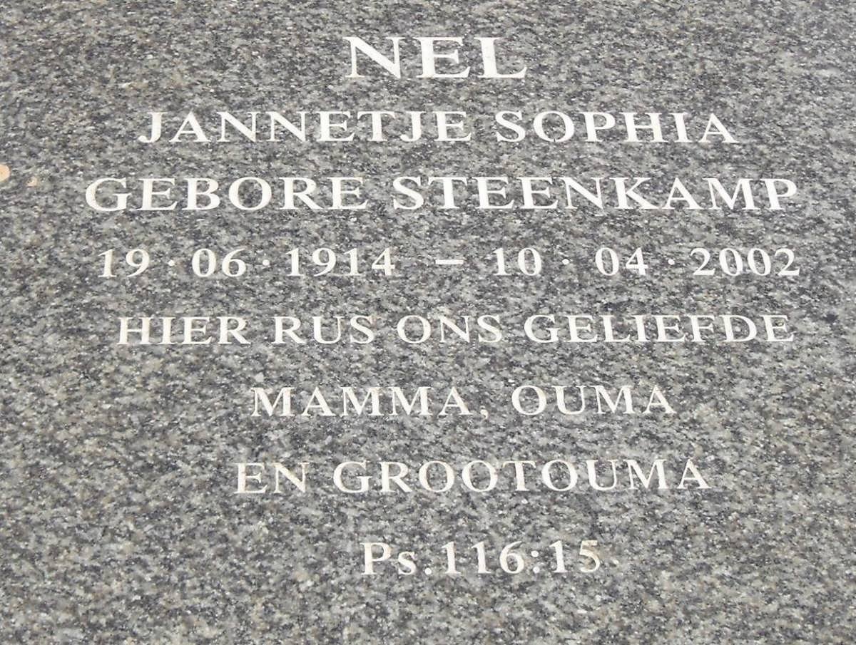 NEL Jannetje Sophia nee STEENKAMP 1914-2002