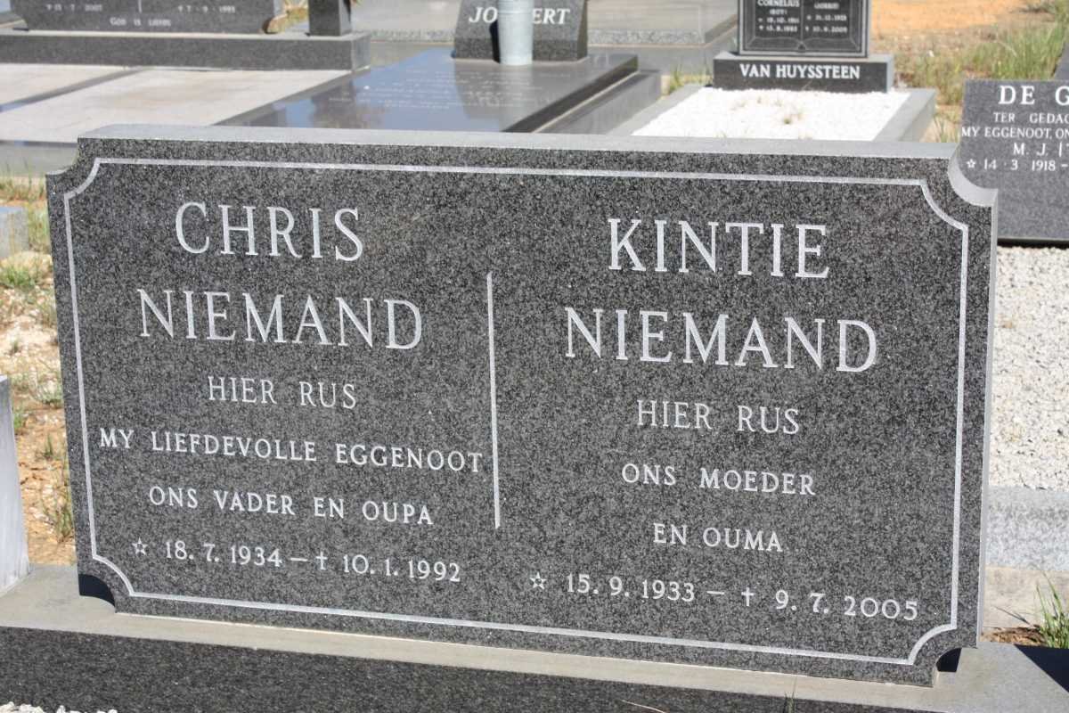 NIEMAND Chris 1934-1992 &amp; Kintie 1933-2005