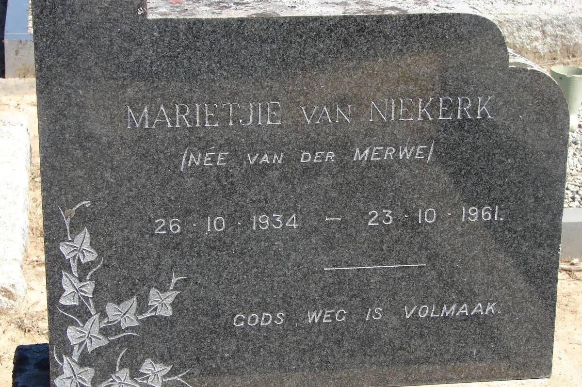 NIEKERK Marietjie, van nee VAN DER MERWE 1934-1961