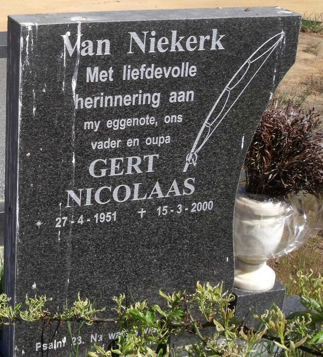 NIEKERK Gert Nicolaas, van 1951-2000