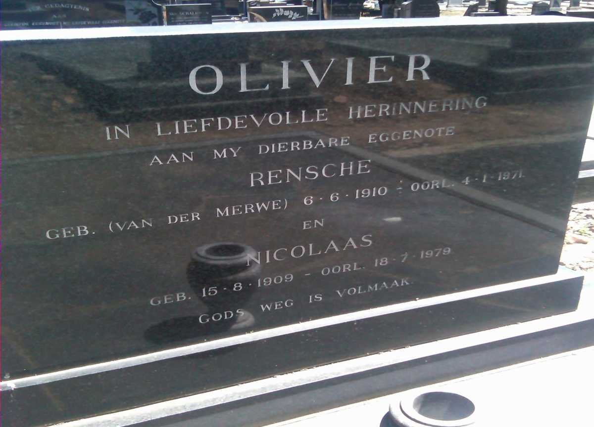OLIVIER Nicolaas 1909-1979 &amp; Rensche VAN DER MERWE 1910-1971