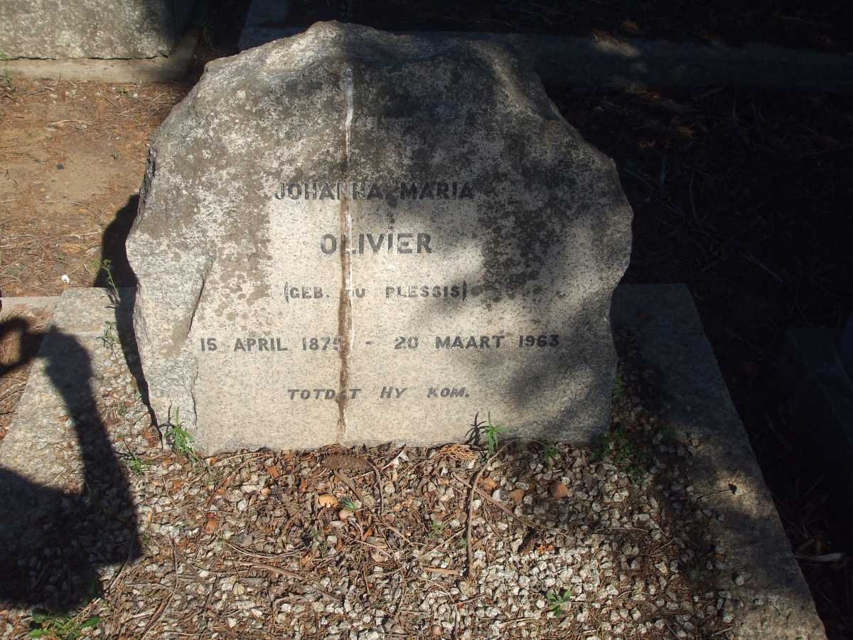 OLIVIER Johanna Maria nee DU PLESSIS 1875-1963