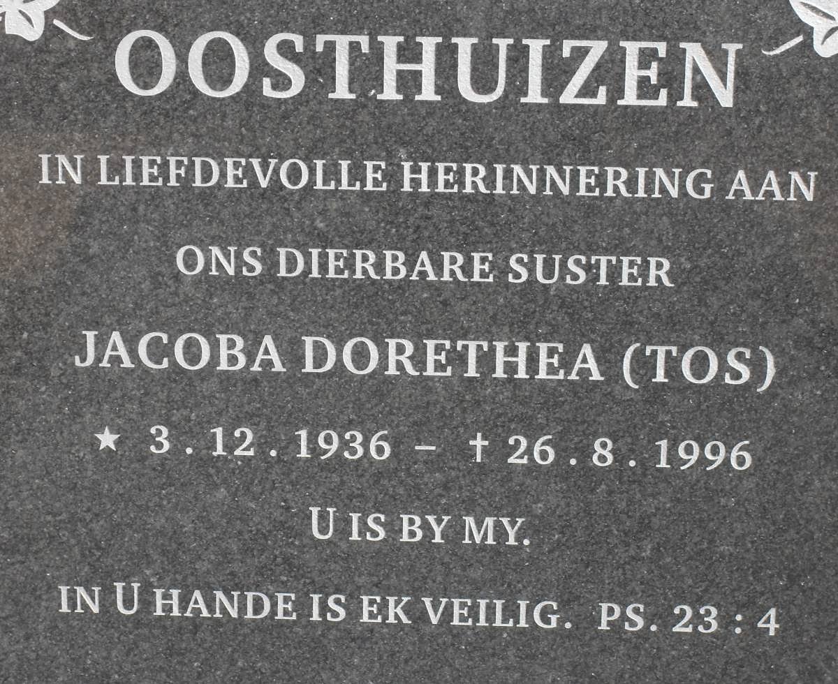 OOSTHUIZEN Jacoba Dorethea 1936-1996