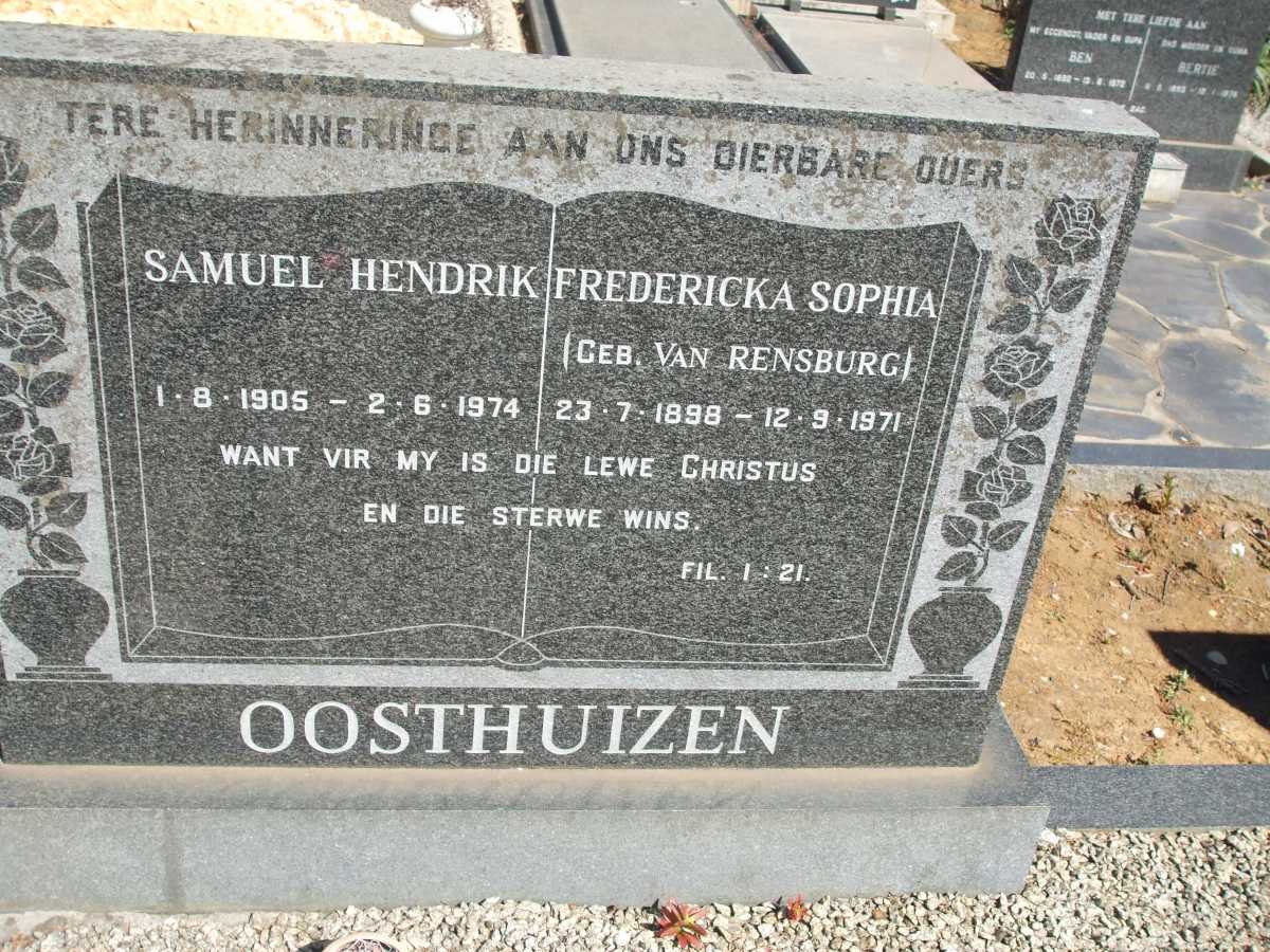 OOSTHUIZEN Samuel Hendrik 1905-1974 &amp; Fredericka Sophia VAN RENSBURG 1898-1971